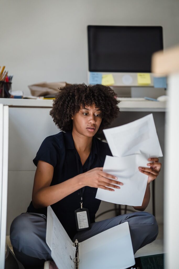 Professional reviewing project documents