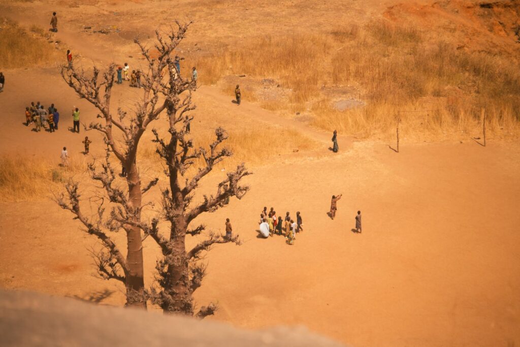 Aerial view of a community gathering in Kaduna