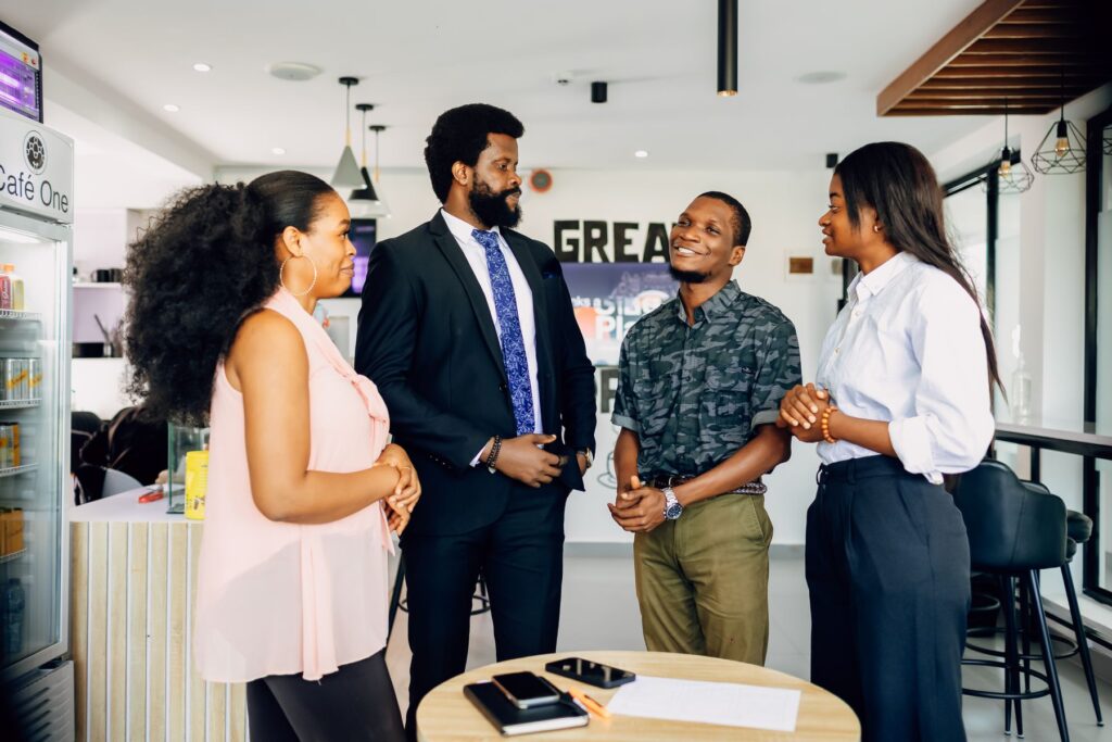 African professionals in a Lagos team meeting