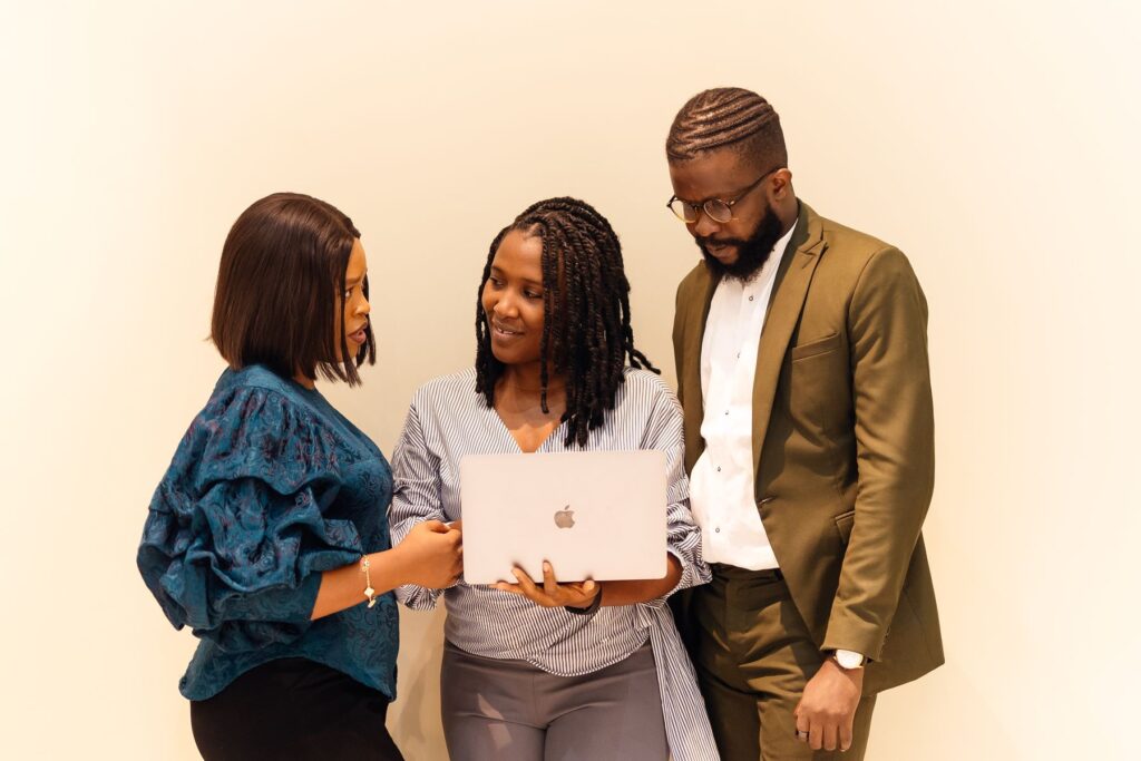 African professionals collaborating on a project in Lagos